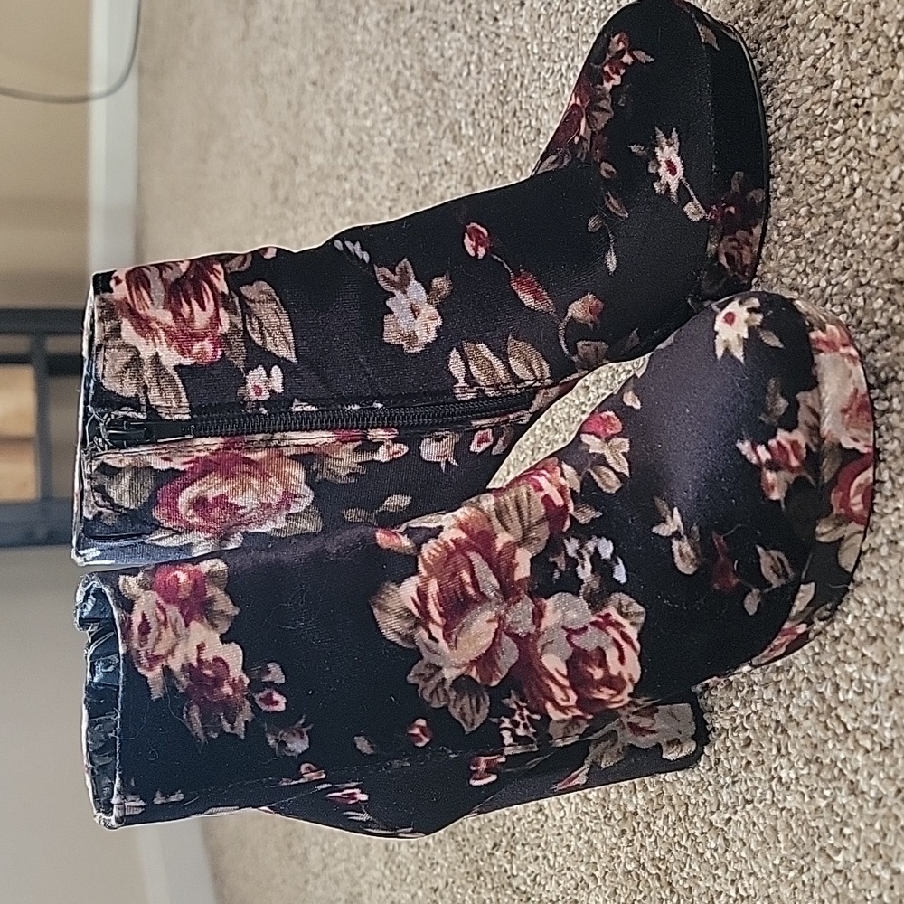 Velvet Floral Boots